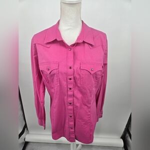 Wrangler Western Pink Snap Button Shirt Large (6251)